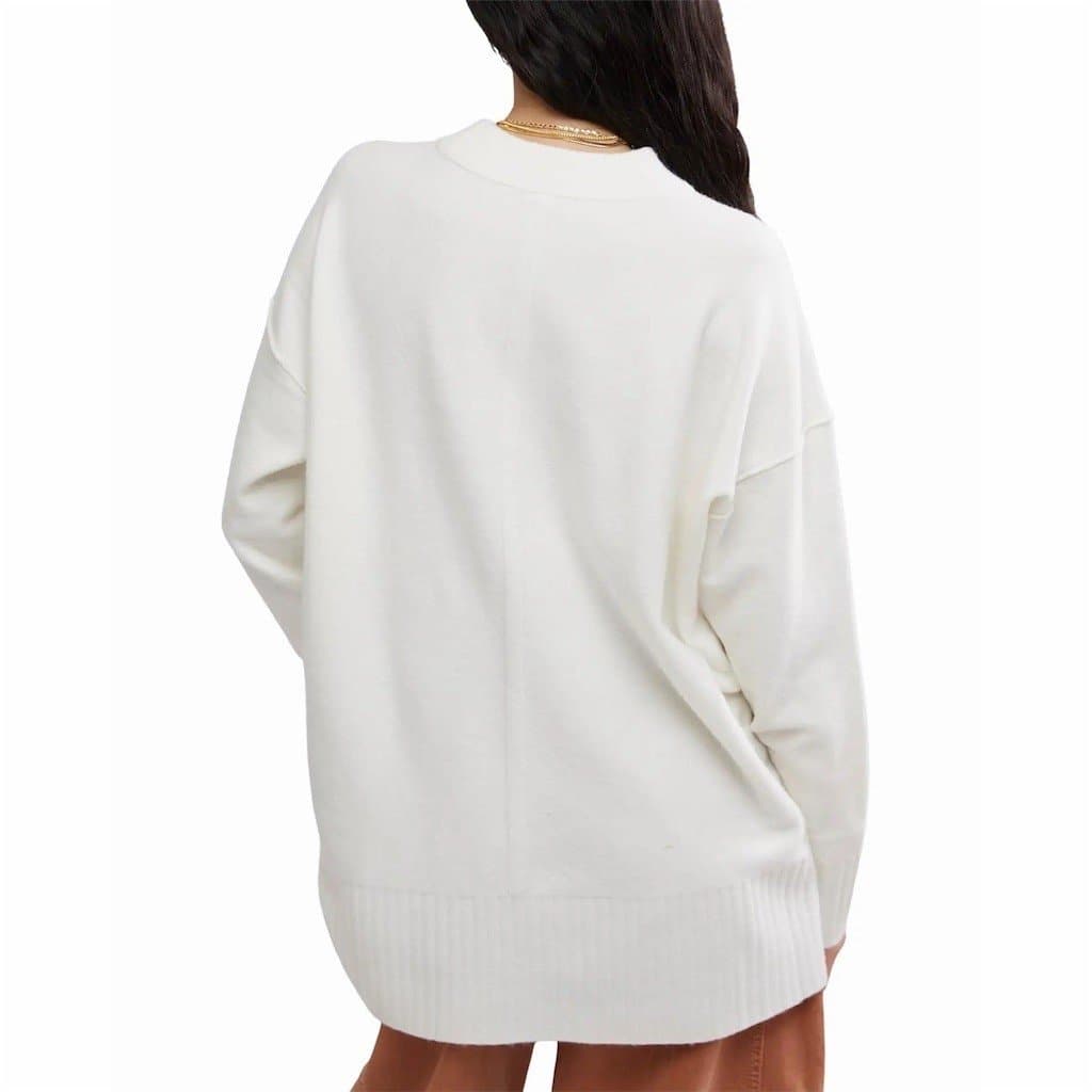 Free People FP Movement Phoebe Pullover Sweater Womens M White Oversized - Thumbnail 2