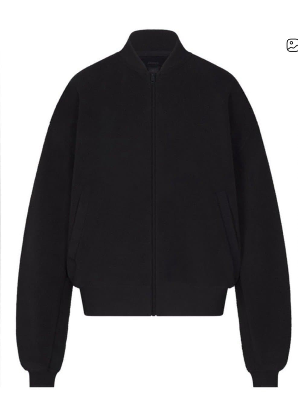 SKIMS Fleece Bomber Jacket in Black Onyx Size Large - Thumbnail 6
