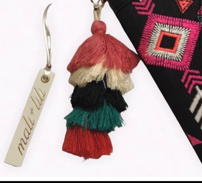 NWT Mali + Lili Vegan Leather Embroidered w/ Tassel Clutch - Thumbnail 2