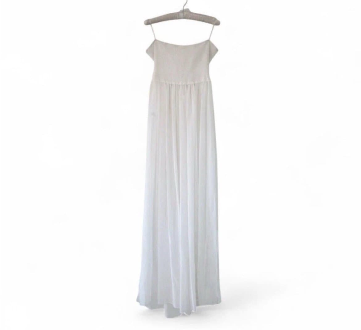 Ramy Brook “Calista” Strapless Smocked Tulle Dress White NWT Size Medium - Thumbnail 4
