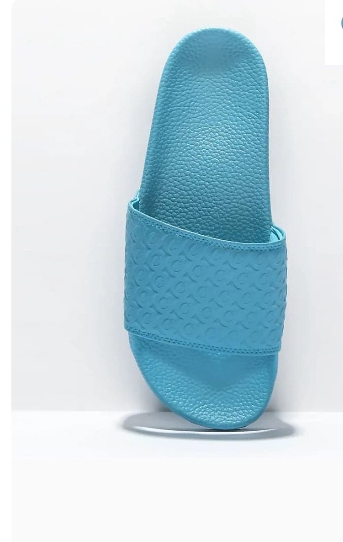 Cookies Monogram Embossed Blue Slide Sandals Unisex - Thumbnail 2