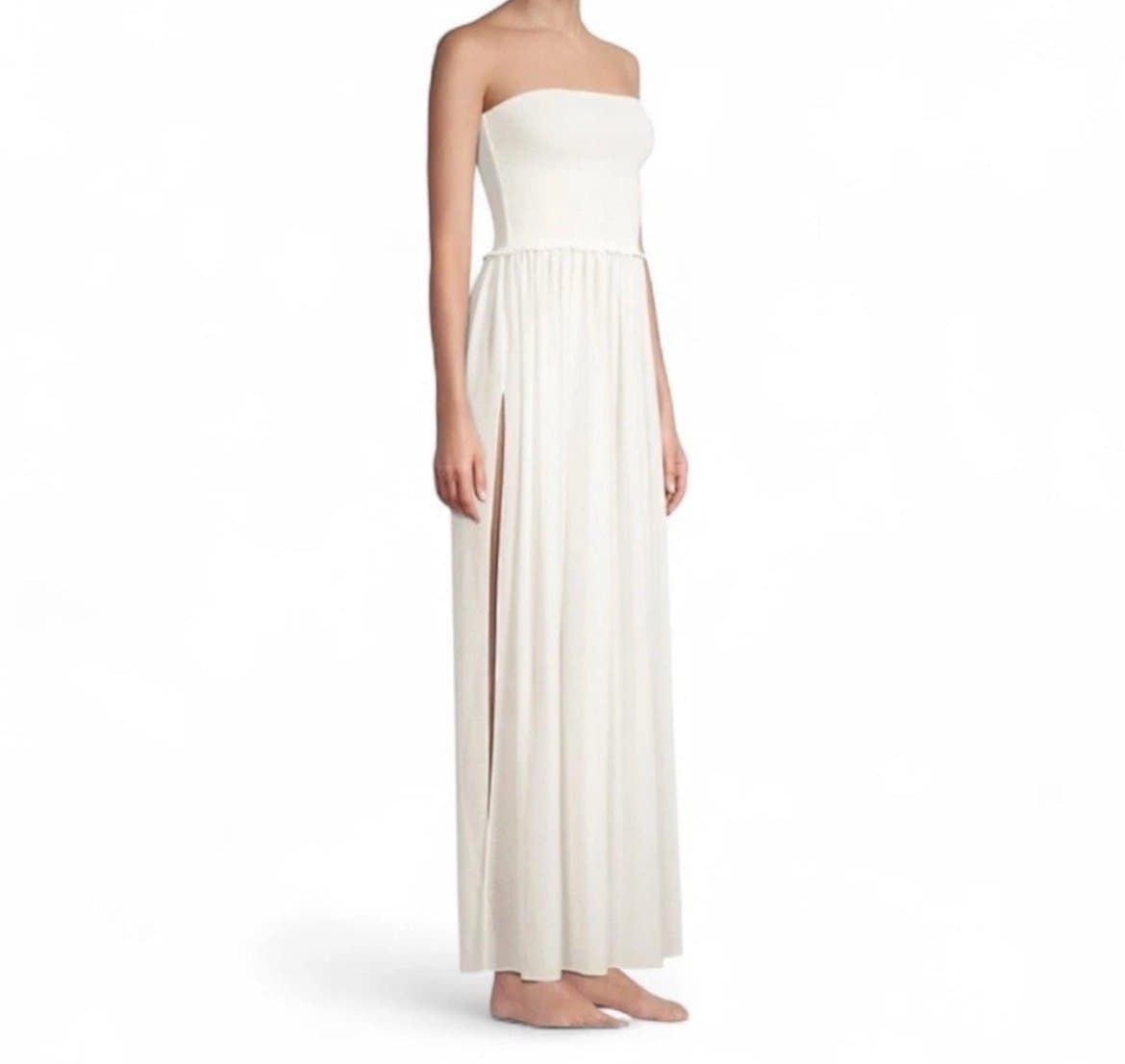 Ramy Brook “Calista” Strapless Smocked Tulle Dress White NWT Size Medium - Thumbnail 2