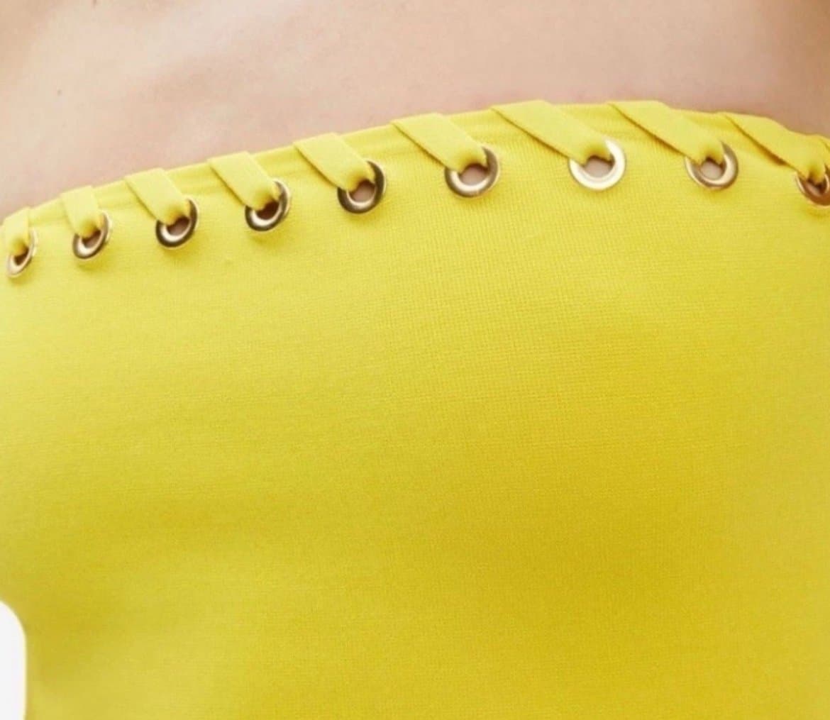 Alice + Olivia Yellow “Alison” Grommet Tube Top NWT Size Small - Thumbnail 2