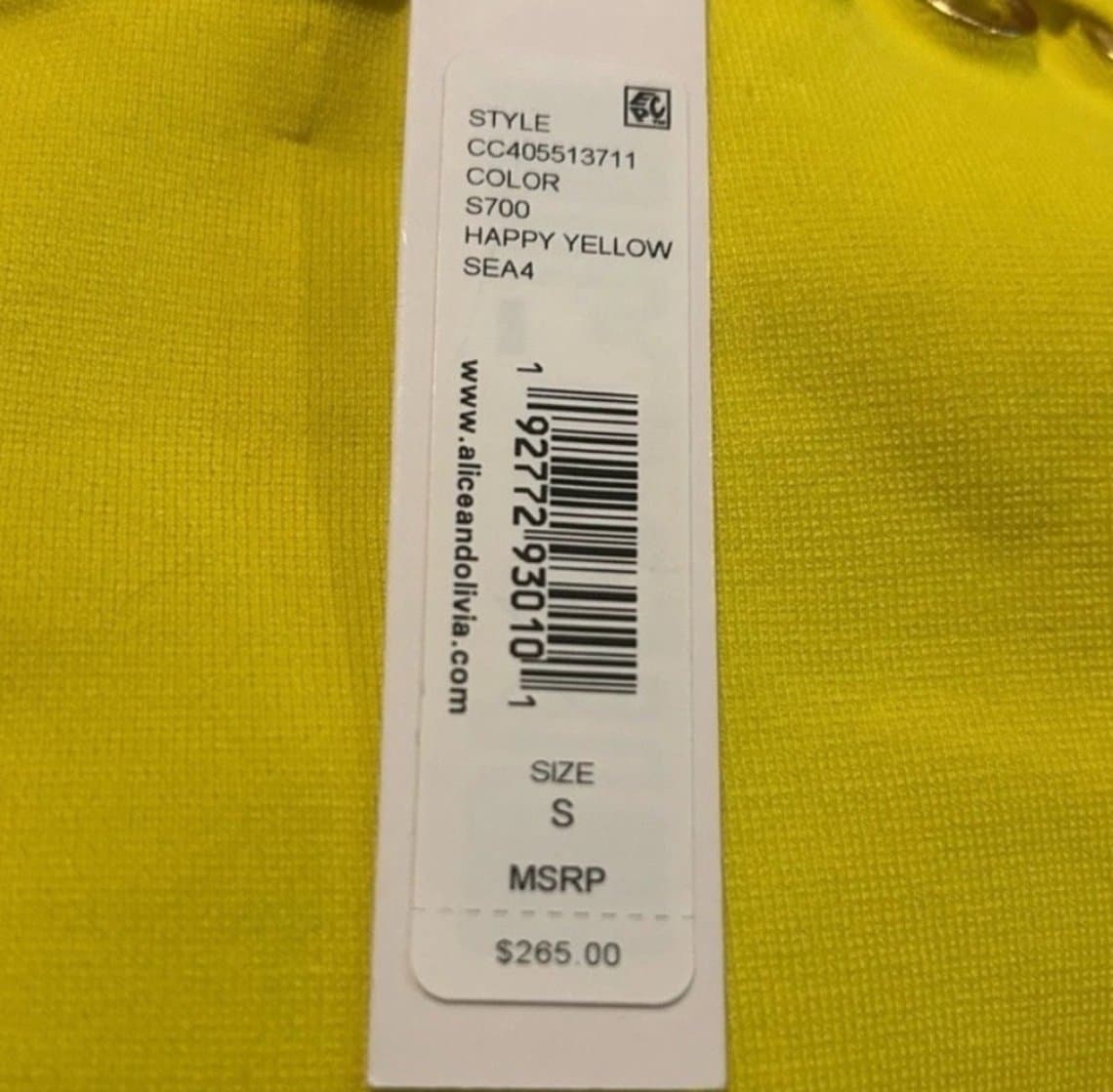 Alice + Olivia Yellow “Alison” Grommet Tube Top NWT Size Small - Thumbnail 3
