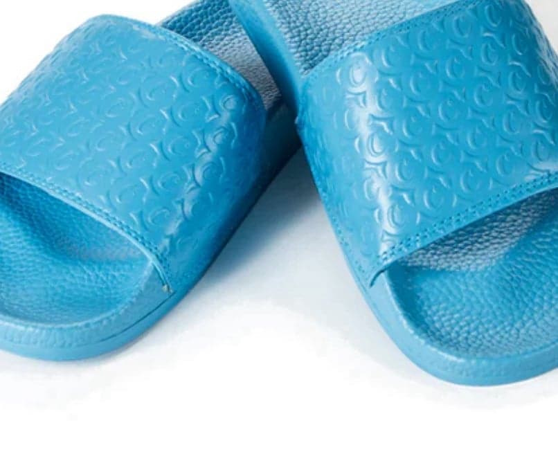Cookies Monogram Embossed Blue Slide Sandals Unisex - Thumbnail 3