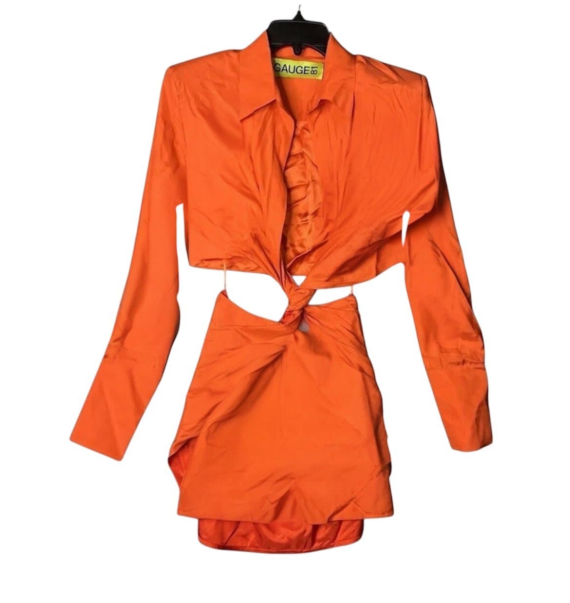 GAUGE81 Cutout Dress in Orange 100% Silk Size M NWT - Thumbnail 4