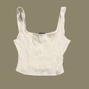 Naked Wardrobe Ribbed Square Neck Cropped Tank in White Size Medium - Image 1