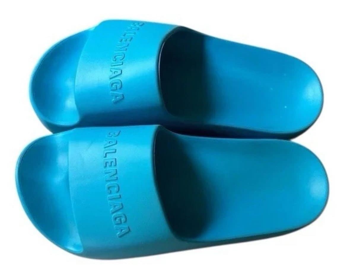 Balenciaga Slides Chunky Platform Slides Unisex Sandals NEW Blue - Image 1