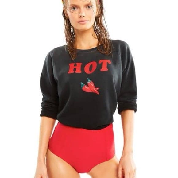 Wildfox “Hot” Chili Pepper Jumper in Black Size Large - Thumbnail 4