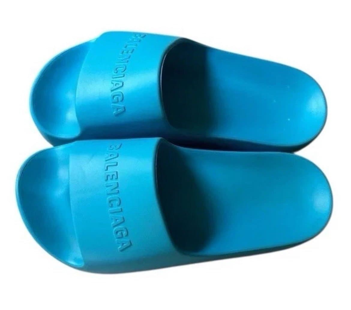 Balenciaga Slides Chunky Platform Slides Unisex Sandals NEW Blue - Thumbnail 4