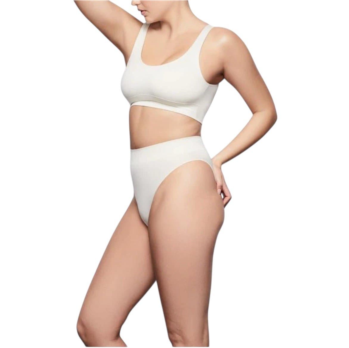 SKIMS Stretch Ribbed Scoop Bralette in Bone Size Medium NWT - Thumbnail 2