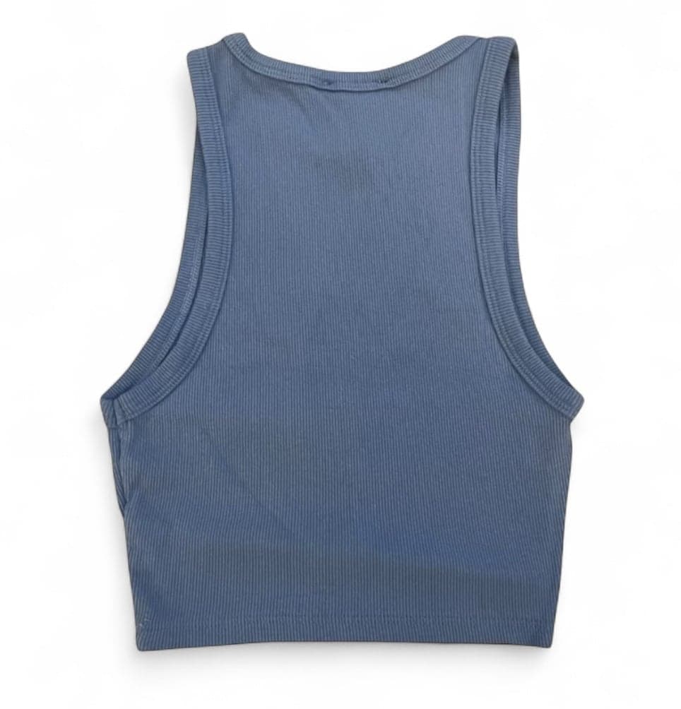 Zara Ribbed Sleeveless Knit Tank Top in Periwinkle Blue Size Medium - Thumbnail 2