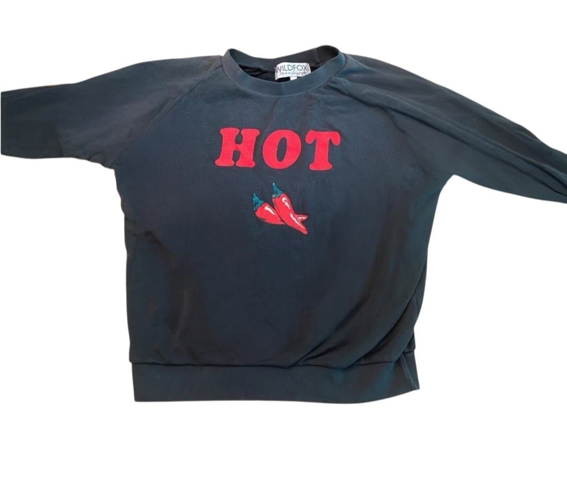 Wildfox “Hot” Chili Pepper Jumper in Black Size Large - Thumbnail 2