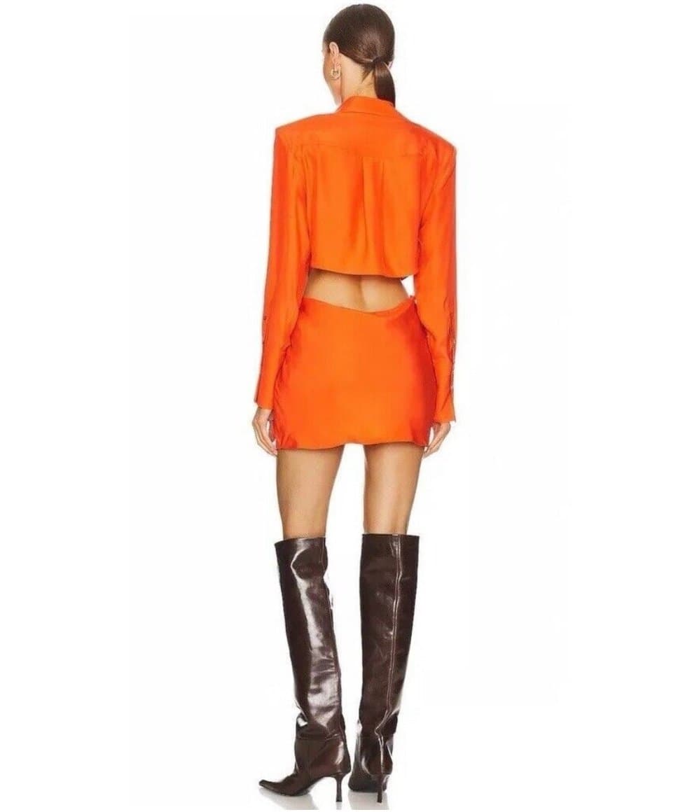 GAUGE81 Cutout Dress in Orange 100% Silk Size M NWT - Thumbnail 3