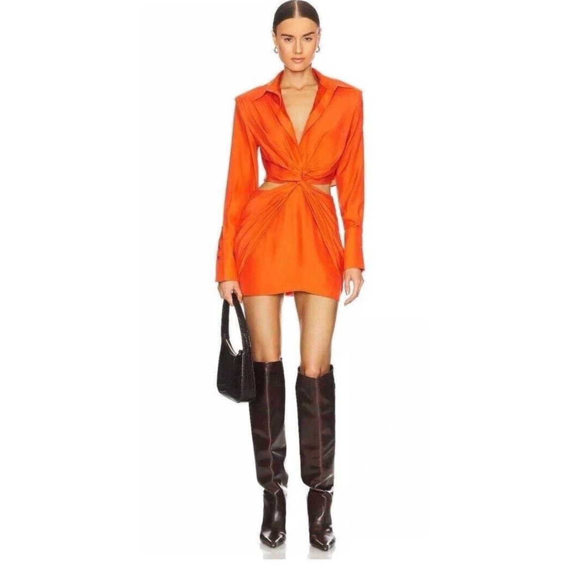 GAUGE81 Cutout Dress in Orange 100% Silk Size M NWT - Thumbnail 2