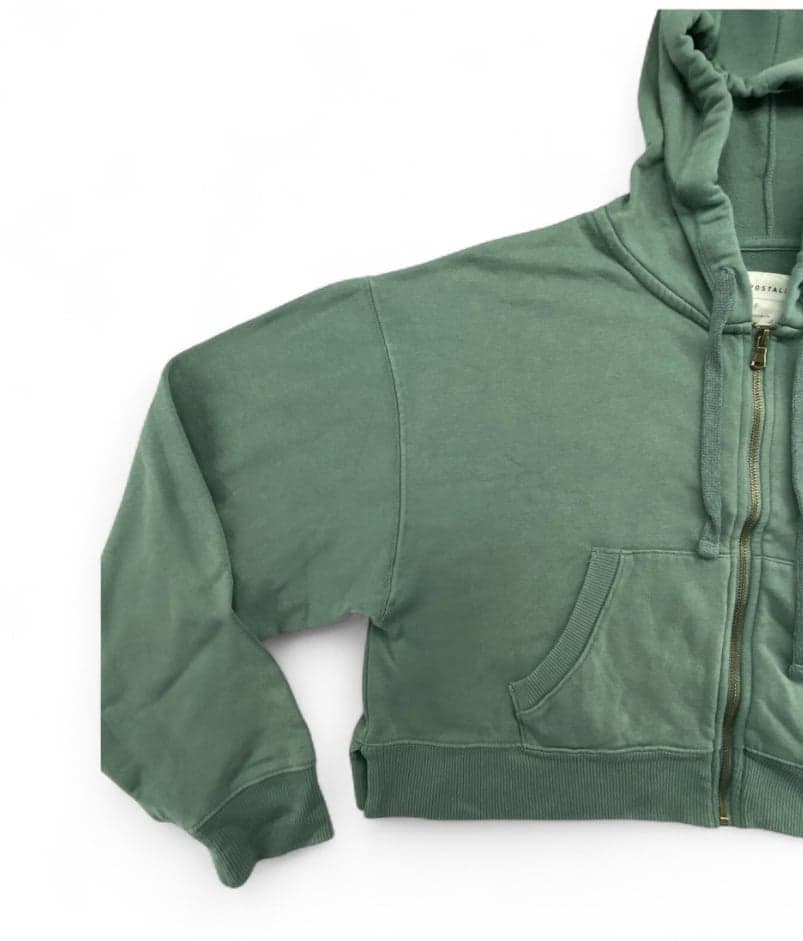 Aeropostale Women’s Small Cropped Hoodie Green Size Medium Full Zip - Thumbnail 4