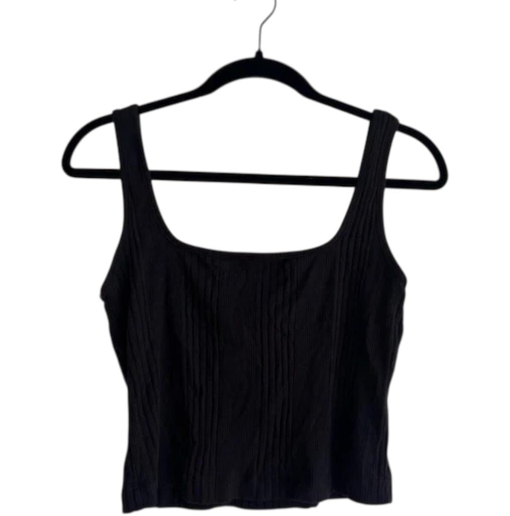 NSF Black Ribbed Tank Top in Black Size Medium - Image 1