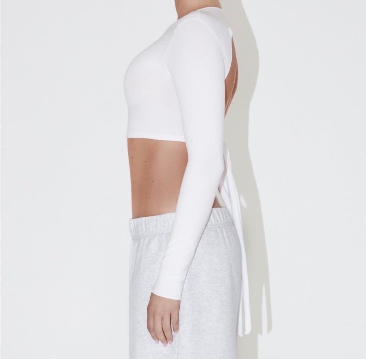 KHY Kylie Jenner Archive Long Sleeve Wrap Top in White Size Medium NWT - Thumbnail 2