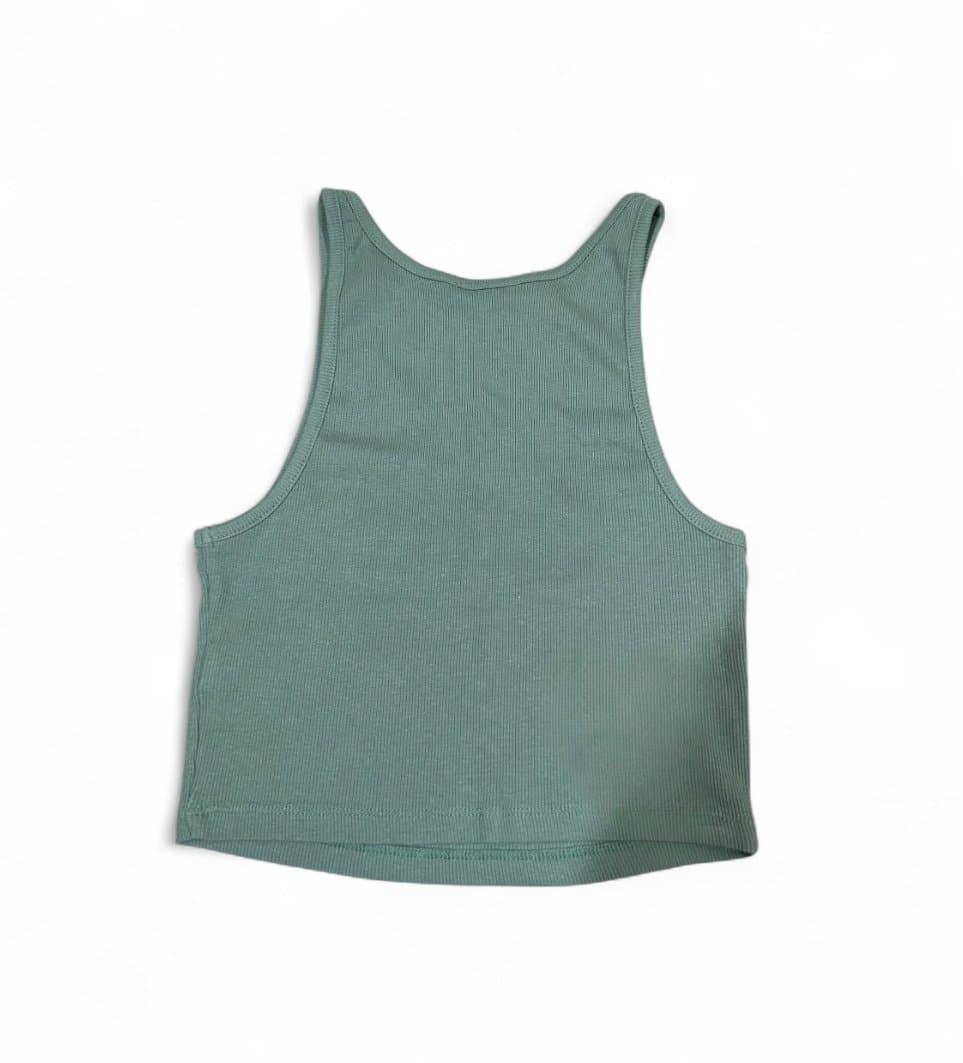 Zara Ribbed Sleeveless Knit Tank Top in Forrest Green Size Medium - Thumbnail 2