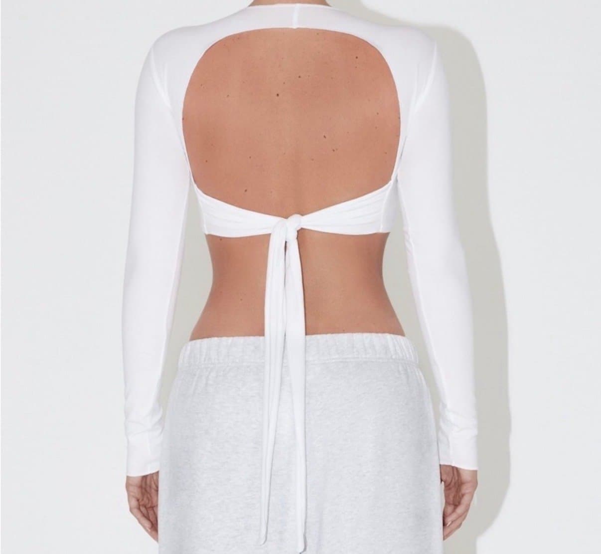 KHY Kylie Jenner Archive Long Sleeve Wrap Top in White Size Medium NWT - Thumbnail 3