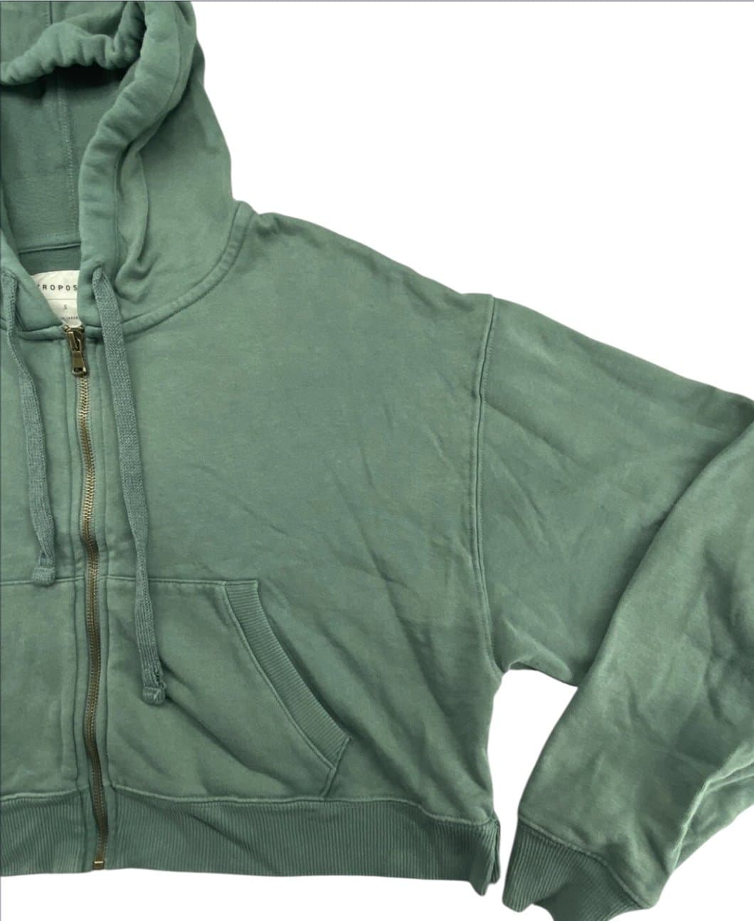 Aeropostale Women’s Small Cropped Hoodie Green Size Medium Full Zip - Thumbnail 5