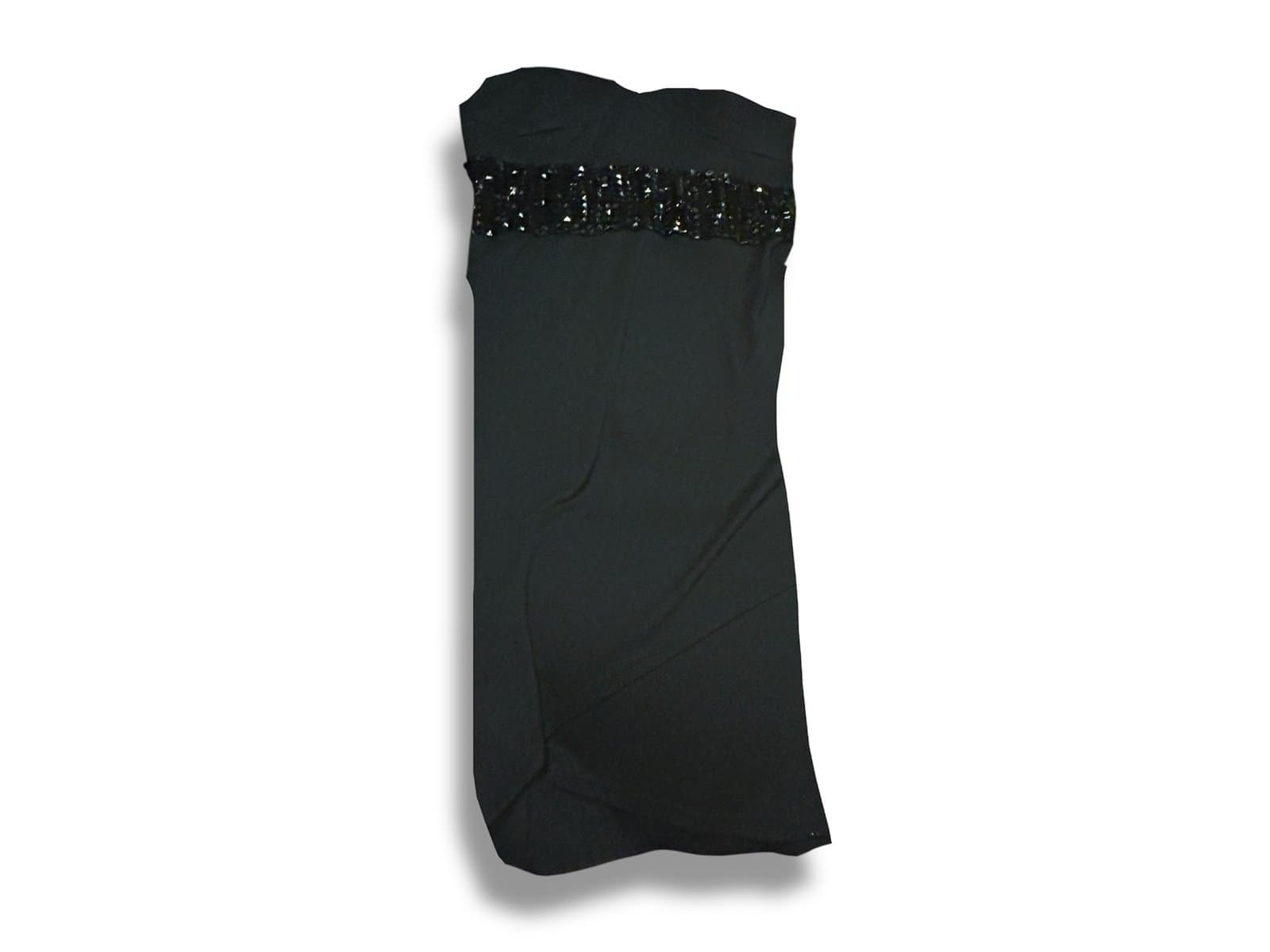 Ani Strapless Black Midi Dress w/ Crystal Waistline Size Large NWT - Image 1