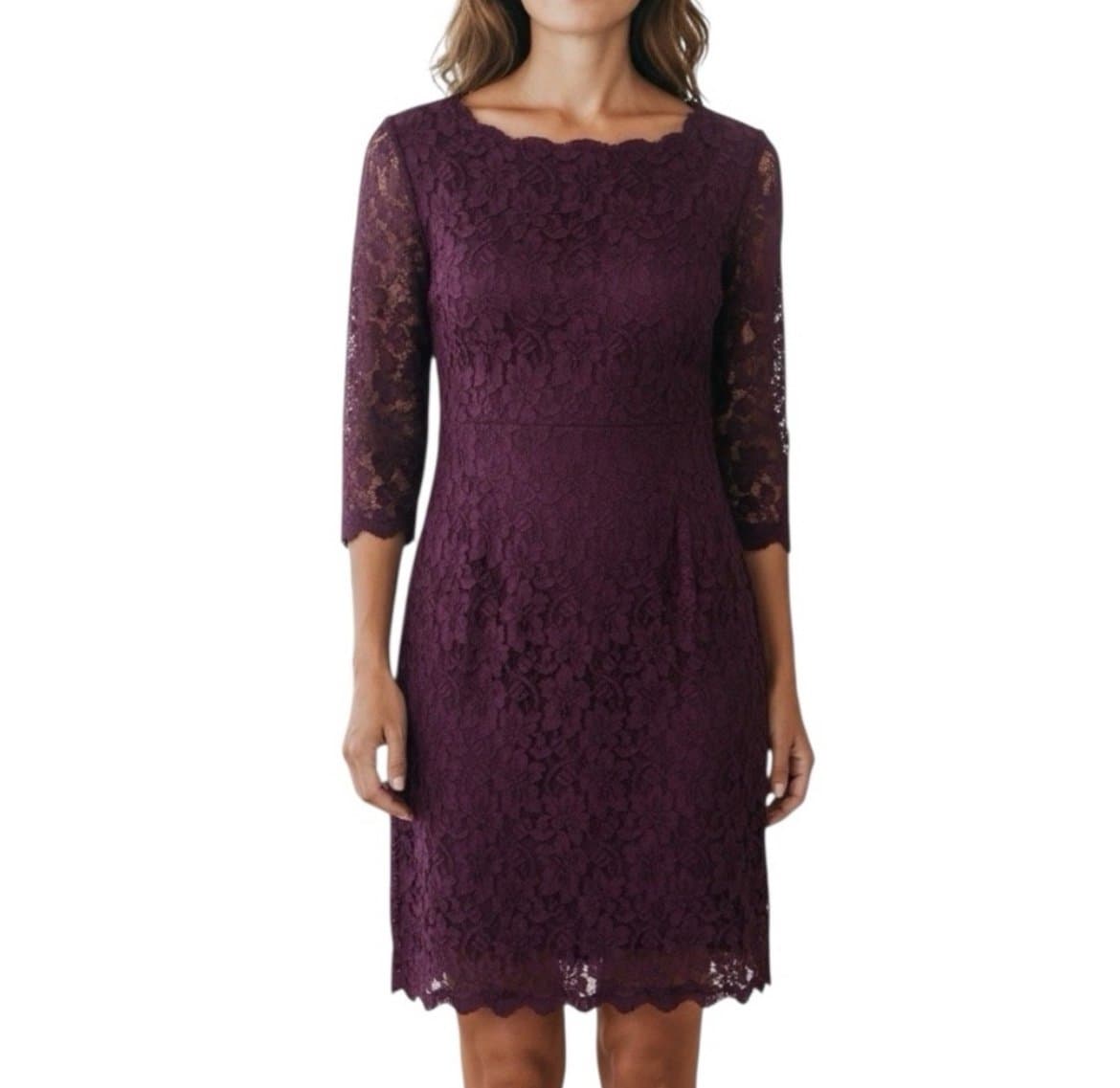 Diane Von Furstenberg DVF Zarita Lace Dress Maroon Size 12 NWT - Image 1