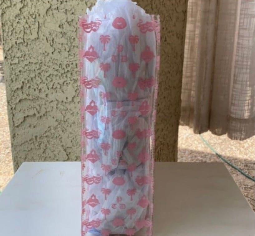 Bella Dona Summer Print Clear Tote Bag w/ Gold Handles - Thumbnail 4