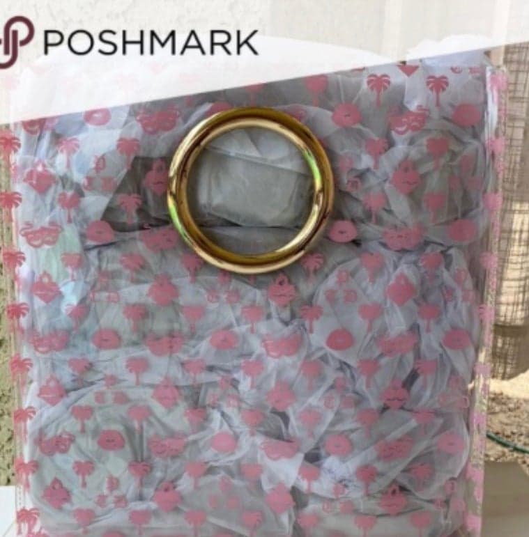 Bella Dona Summer Print Clear Tote Bag w/ Gold Handles - Thumbnail 3