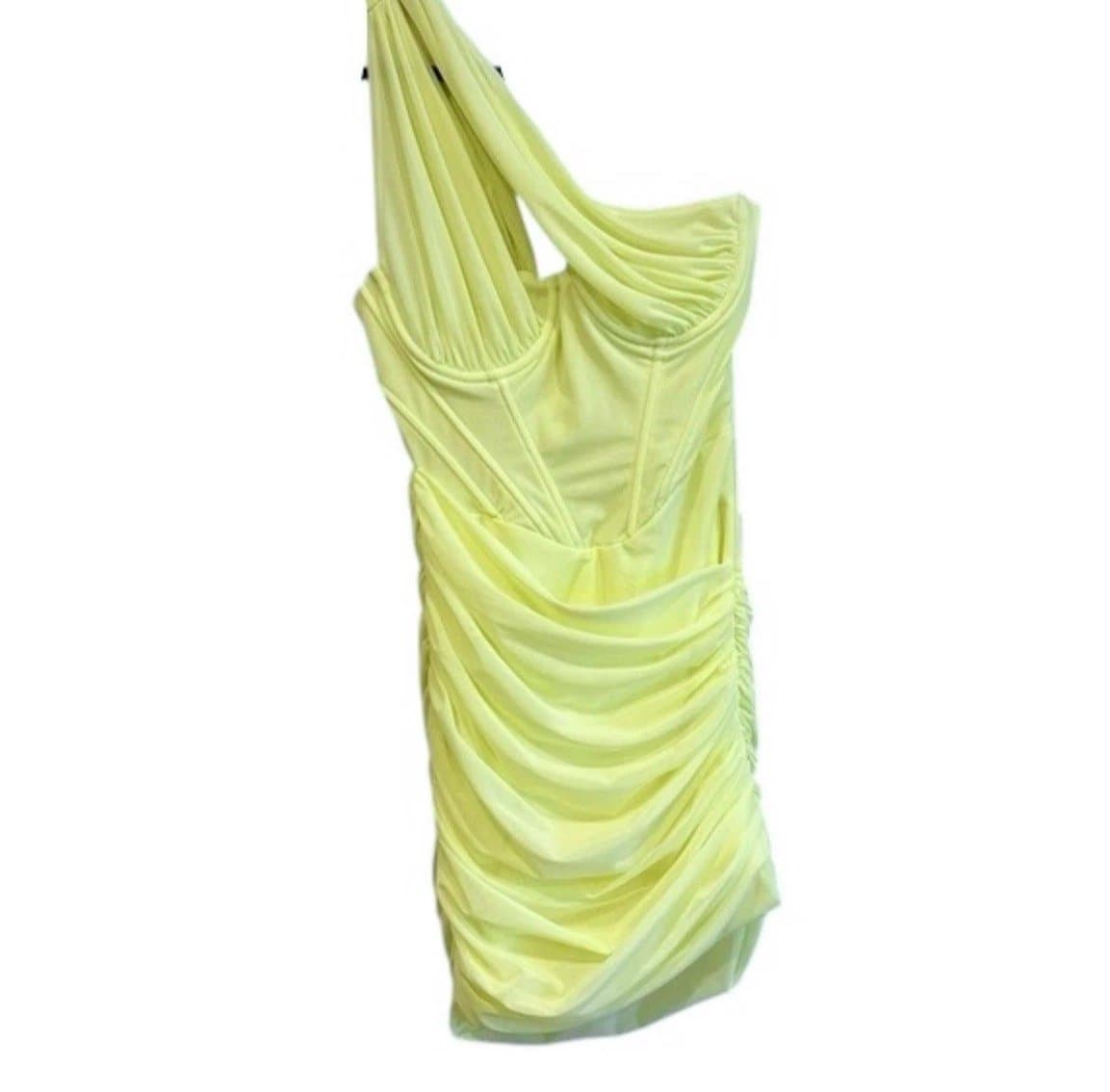 House of CB Clementine Women’s Cut-Out Mini Dress in Lime Yellow Size Small NWT - Thumbnail 3