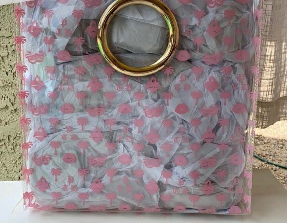 Bella Dona Summer Print Clear Tote Bag w/ Gold Handles - Thumbnail 2