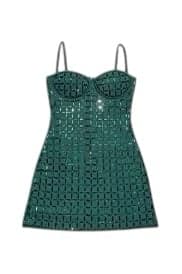 Oh Polly Loretta Embellished A-Line Mini Dress in Emerald Green NWT Size 8 - Thumbnail 4