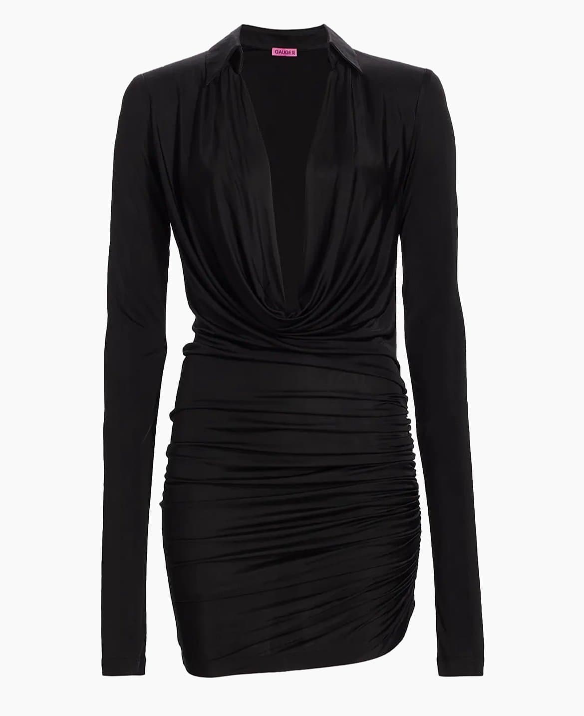 GAUGE81 “Utena” Gathered Long-Sleeve Minidress Black Size Medium NWT - Thumbnail 2