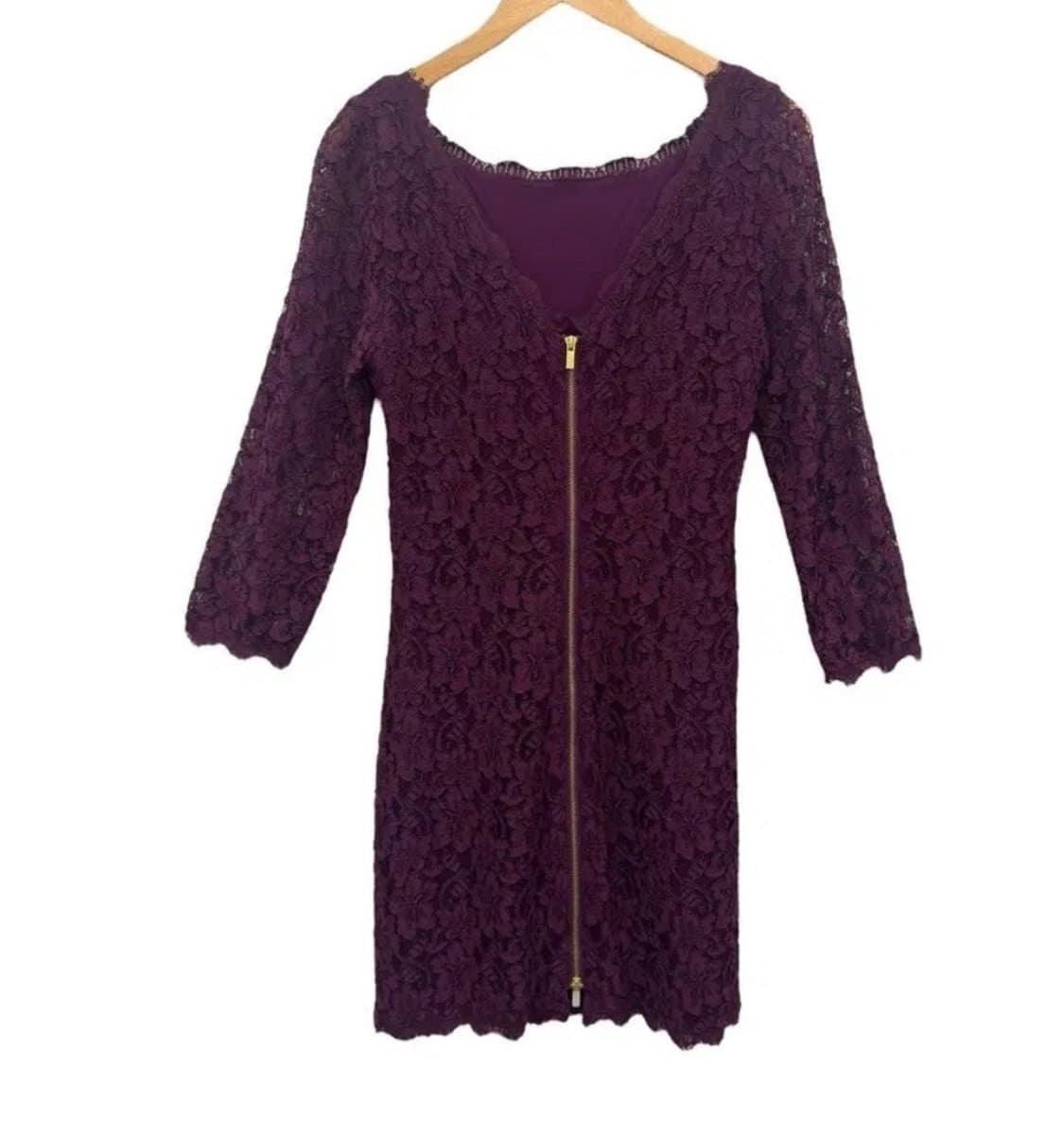 Diane Von Furstenberg DVF Zarita Lace Dress Maroon Size 12 NWT - Thumbnail 3