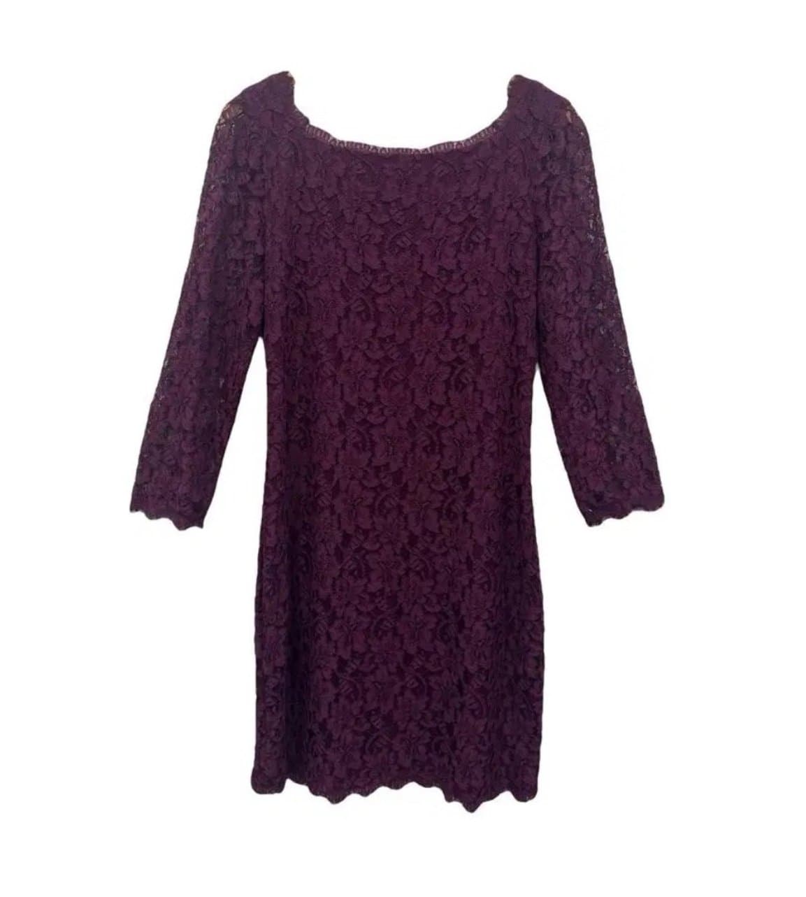 Diane Von Furstenberg DVF Zarita Lace Dress Maroon Size 12 NWT - Thumbnail 2