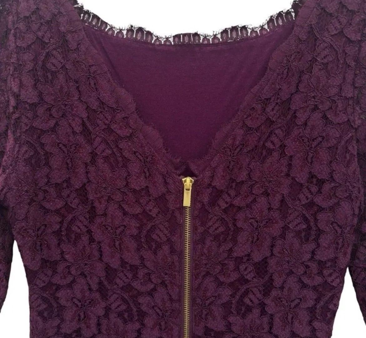 Diane Von Furstenberg DVF Zarita Lace Dress Maroon Size 12 NWT - Thumbnail 5