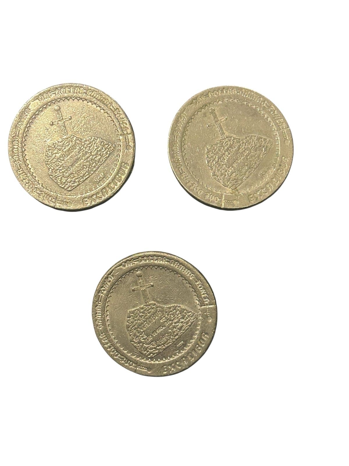Set Of 3 Excalibur Casino $1 Slot Gaming Token Las Vegas Nevada Collectors - Thumbnail 2