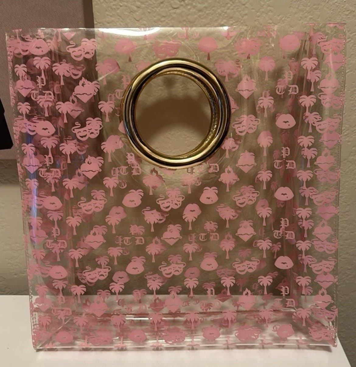 Bella Dona Summer Print Clear Tote Bag w/ Gold Handles - Image 1