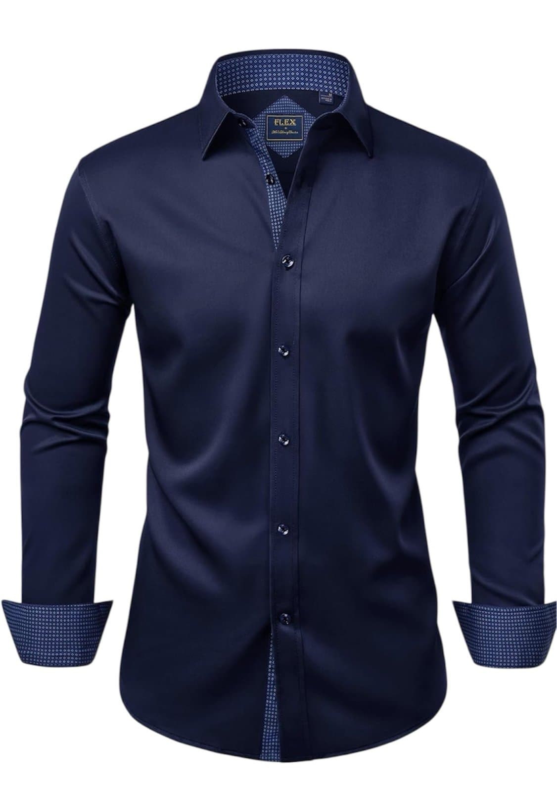 Ailmen’s & Gentle Men's Dress Shirts Long Sleeve Wrinkle-Free Top Navy Size M - Thumbnail 3