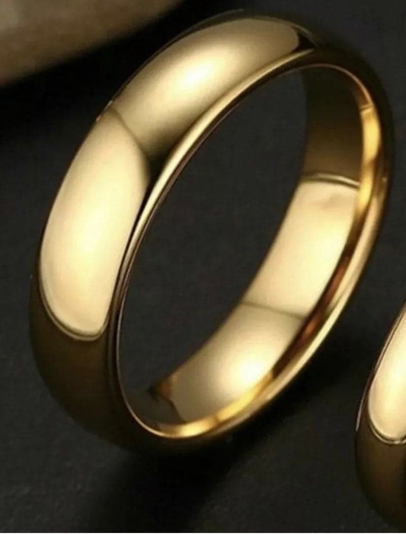 Mens 18k Gold Plated Ring Band Sz 9 Beautiful For Wedding Band - Image 1