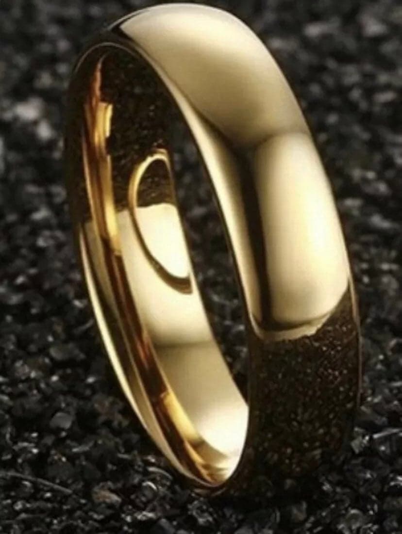 Mens 18k Gold Plated Ring Band Sz 10 - Thumbnail 4