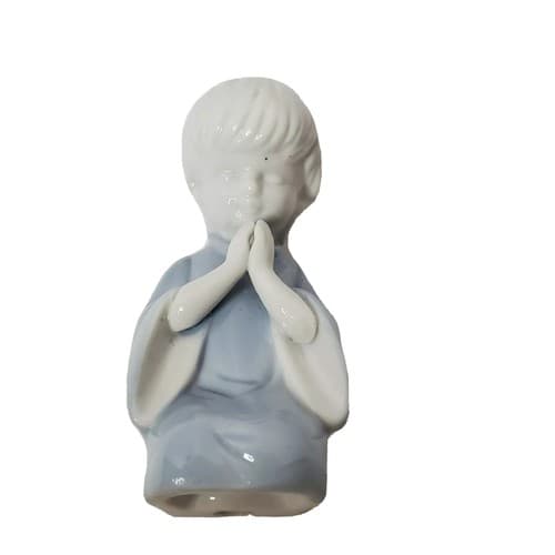 Vintage Praying Boy Figurine Blue Porcelain Briggs of Pittsburgh Gift Idea - Thumbnail 2
