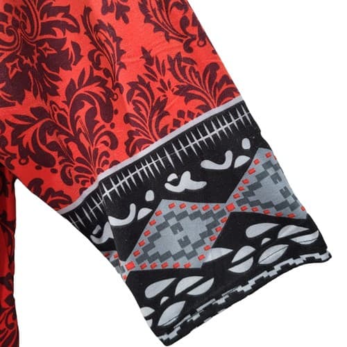 R&B Collection Womens Plus Dress Red Plus 2X Paisley Aztec Brushed Poly Pockets - Thumbnail 4