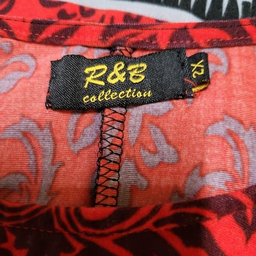 R&B Collection Womens Plus Dress Red Plus 2X Paisley Aztec Brushed Poly Pockets - Thumbnail 9