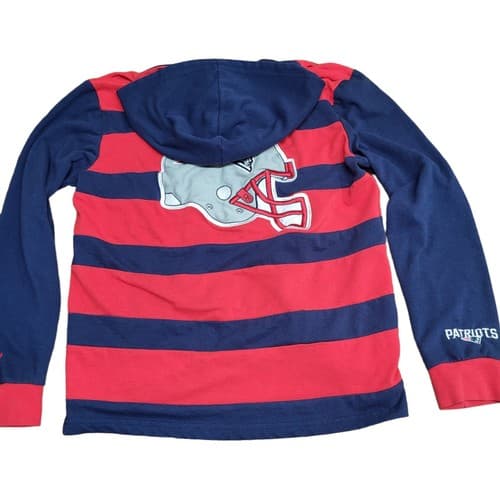 New England Patriots Boys Shirt Red Blue S Hoodie Rugby Logo Cotton Blend - Thumbnail 3