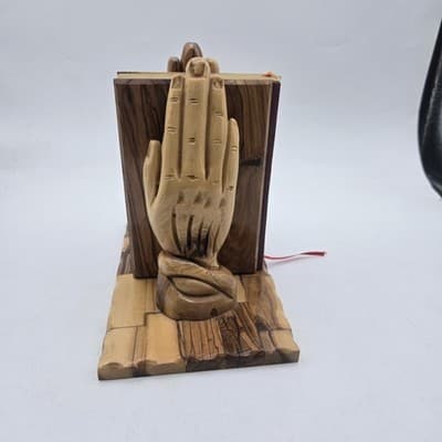 Hand Made Praying Hands Olive Wood King James Bible Holy Land Jerusalem Gift - Thumbnail 3