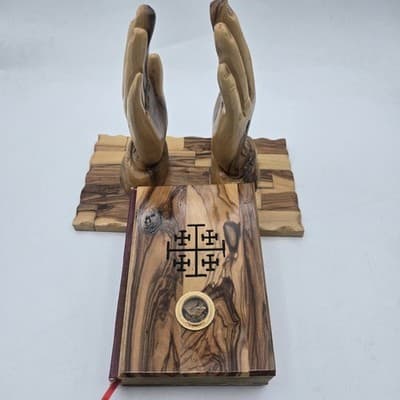 Hand Made Praying Hands Olive Wood King James Bible Holy Land Jerusalem Gift - Thumbnail 7