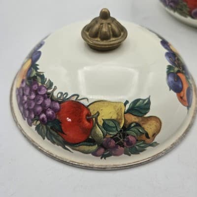 Vintage Lincoware Enamel Tea Kettle White CORNUCOPIA Fruit Farmhouse Kitchen - Thumbnail 8
