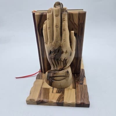 Hand Made Praying Hands Olive Wood King James Bible Holy Land Jerusalem Gift - Thumbnail 8