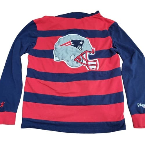 New England Patriots Boys Shirt Red Blue S Hoodie Rugby Logo Cotton Blend - Thumbnail 2